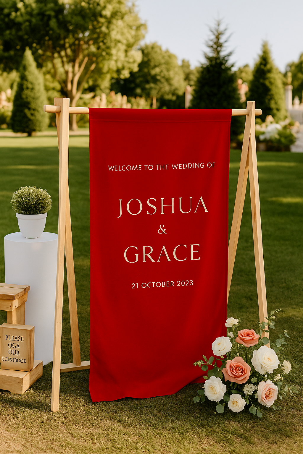 Fabric & Linen Sign | Custom Wedding Banner | Custom Name Wedding Poster | Boho Wedding Decor