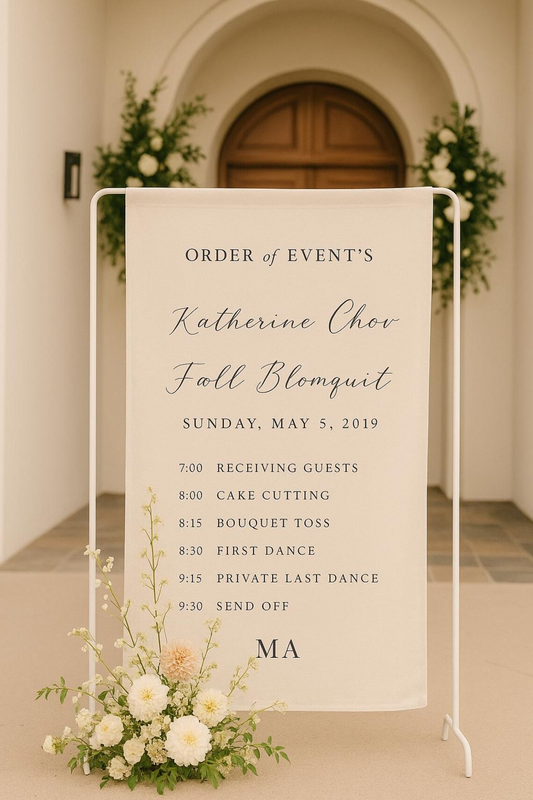 Fabric & Linen Sign | Custom Wedding Banner | Custom Name Wedding Poster | Boho Wedding Decor