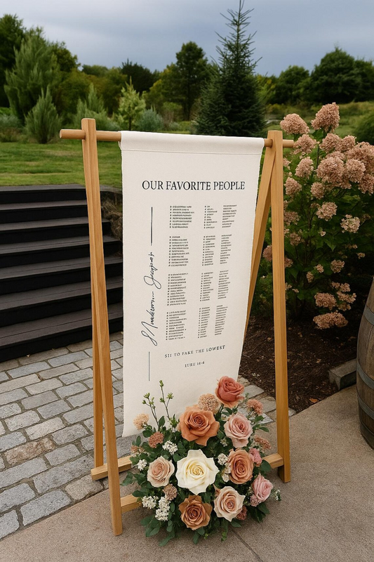 Custom Name Wedding Poster | Boho Wedding Decor | Fabric & Linen Sign | Custom Wedding Banner