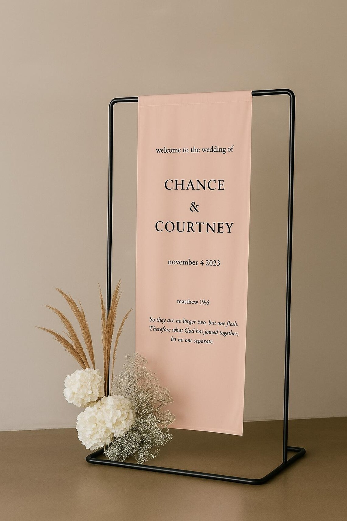 Fabric & Linen Sign | Custom Wedding Banner | Custom Name Wedding Poster | Boho Wedding Decor